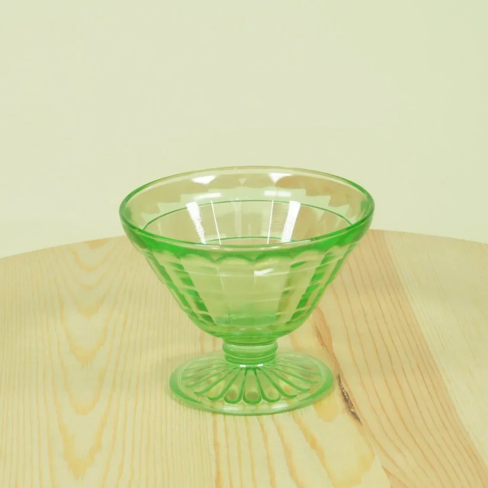 Vintage Uranium Glass Sherbet Bowl Cup 3